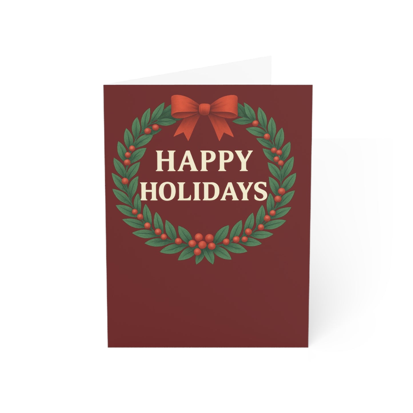 Happy Holidays wreath Greeting Card | Holiday cards set, Christmas note cards | Blank Holiday Throuple Card