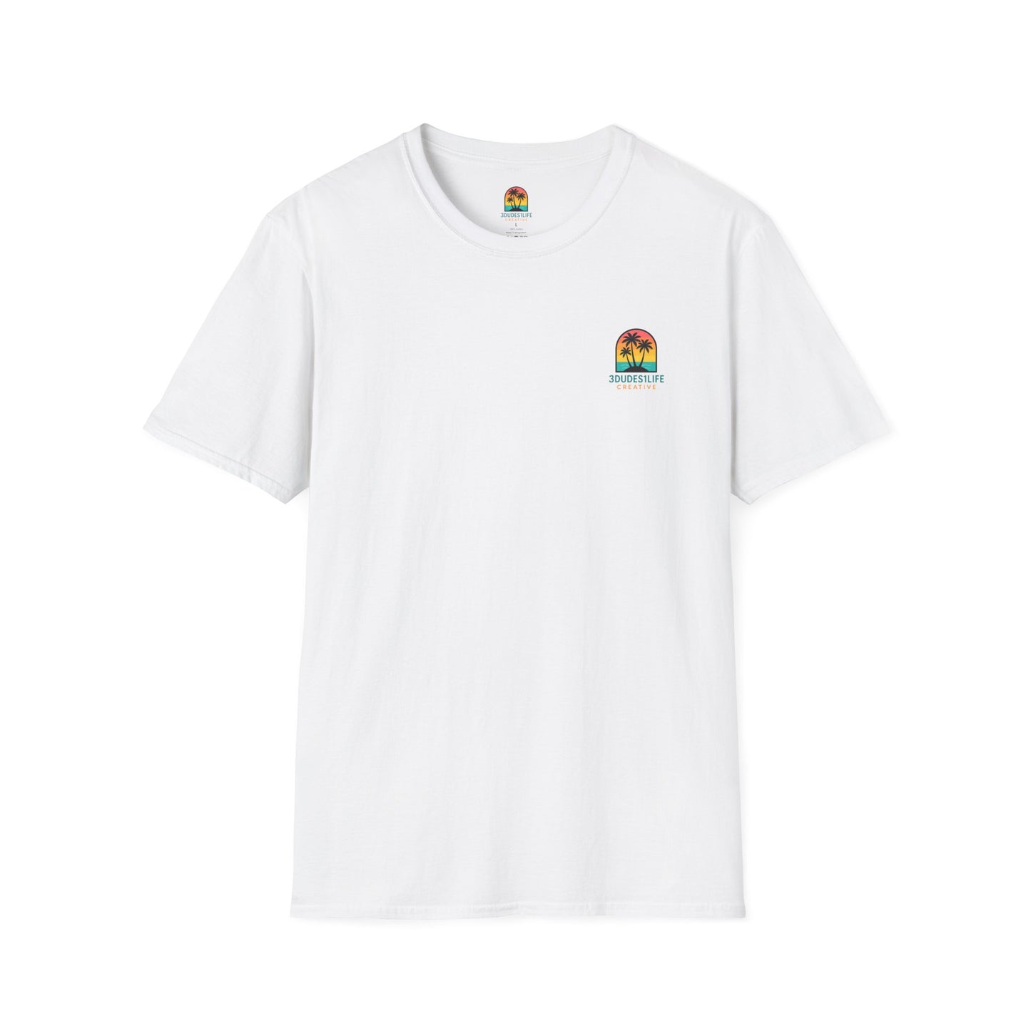 Pink Flamingo Trio T-Shirt | Small Chest Logo, Back Graphic | Throuple Shirt