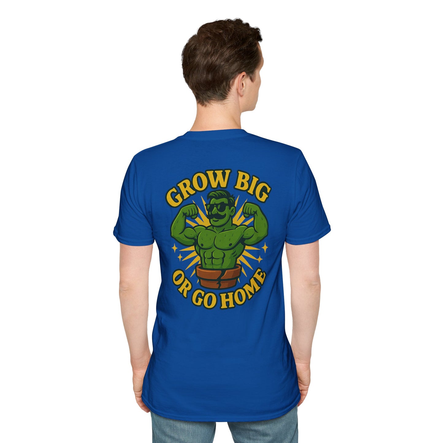 Grow Big or Go Home T-Shirt | Muscular Hulk Plant Fitness Graphic | 2 Sided Men's T-Shirt Plant Lover