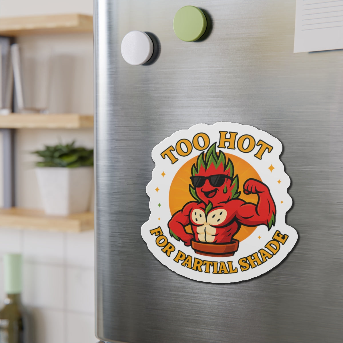 Too Hot Muscle Dragon Fruit Die-Cut Magnet | Funny  Pot Magnet | Funny Magnet for Plant Lovers