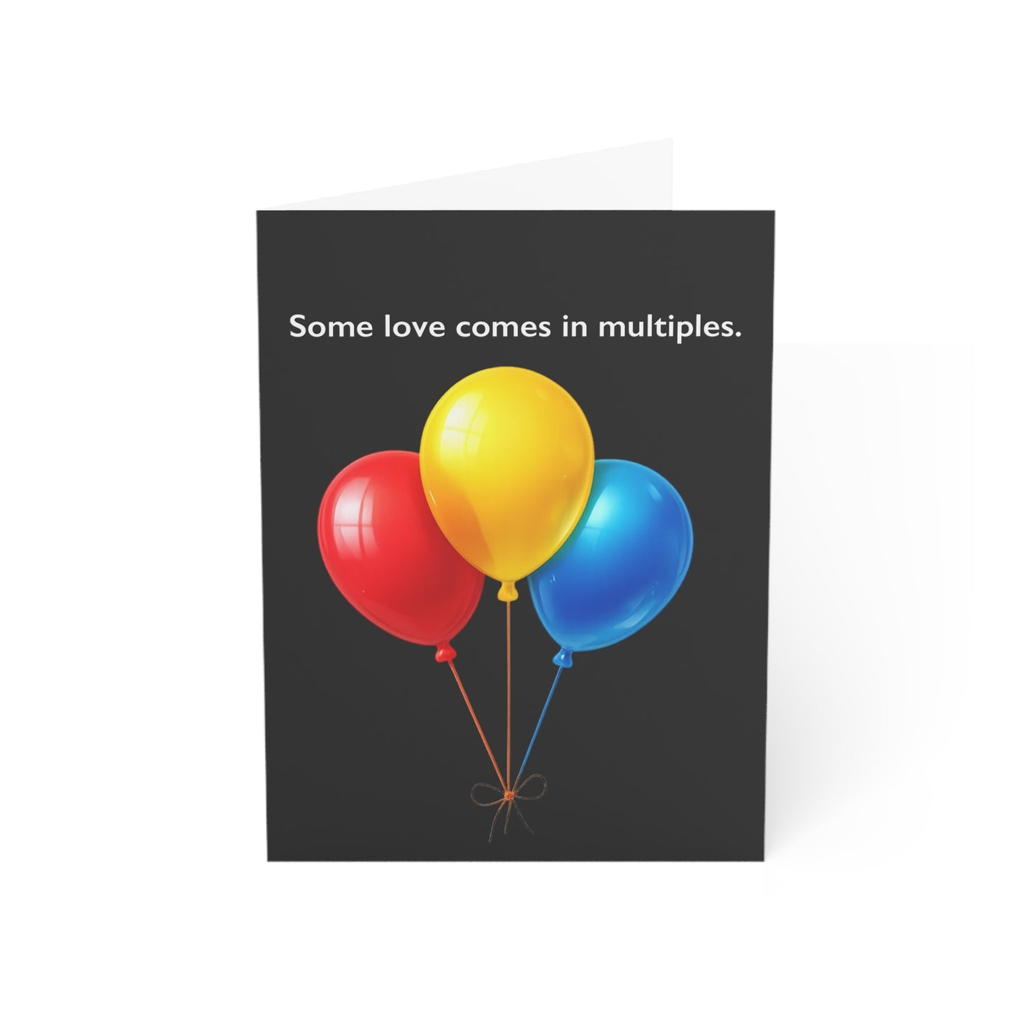 Some love comes in multiples balloon trio Greeting Card | Happy Birthday Inside | Throuple Celebration Card