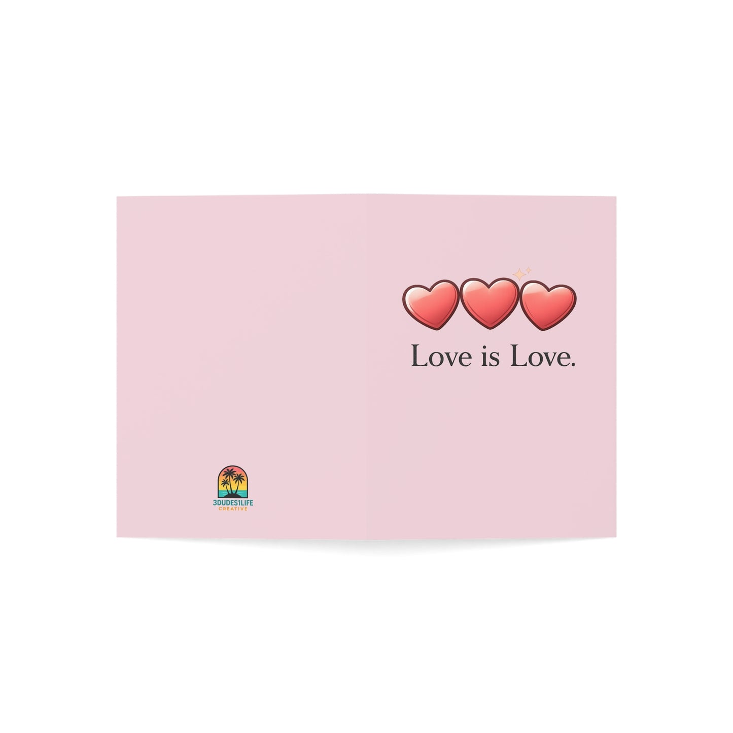 Love is Love hearts Greeting Card | LGBTQ Pride, Pink Birthday card | Throuple Celebration