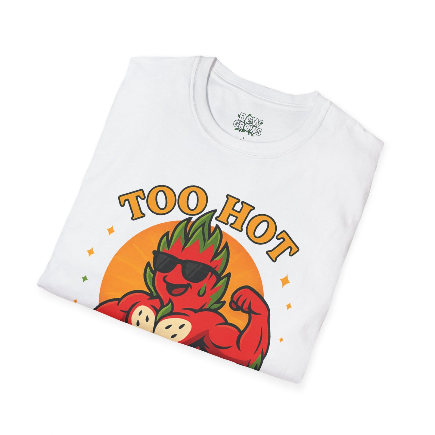 Too Hot For Partial Shade T-Shirt | Flaming Dragon Fruit Cartoon Design | Men's T-Shirt Plant Lover