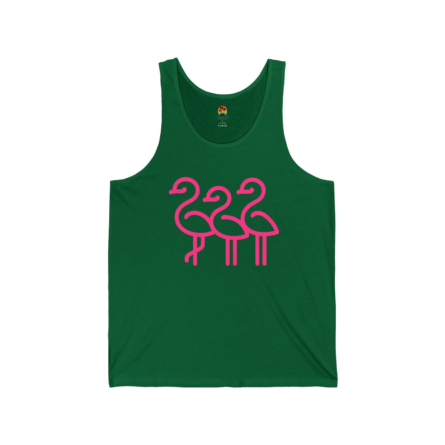 Three Pink Flamingos Tank Top | Minimal Beach Summer Graphic | Throuple Flamingo Tank Top