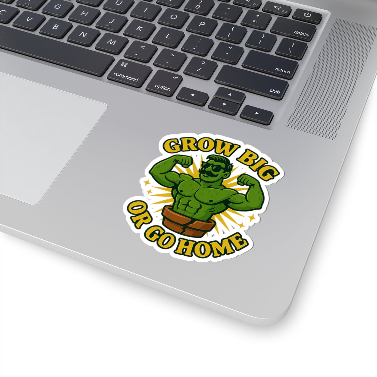 Grow Big or Go Home Plant Muscle Man Sticker | Kiss-Cut Vinyl | Funny Sticker for Plant Lovers
