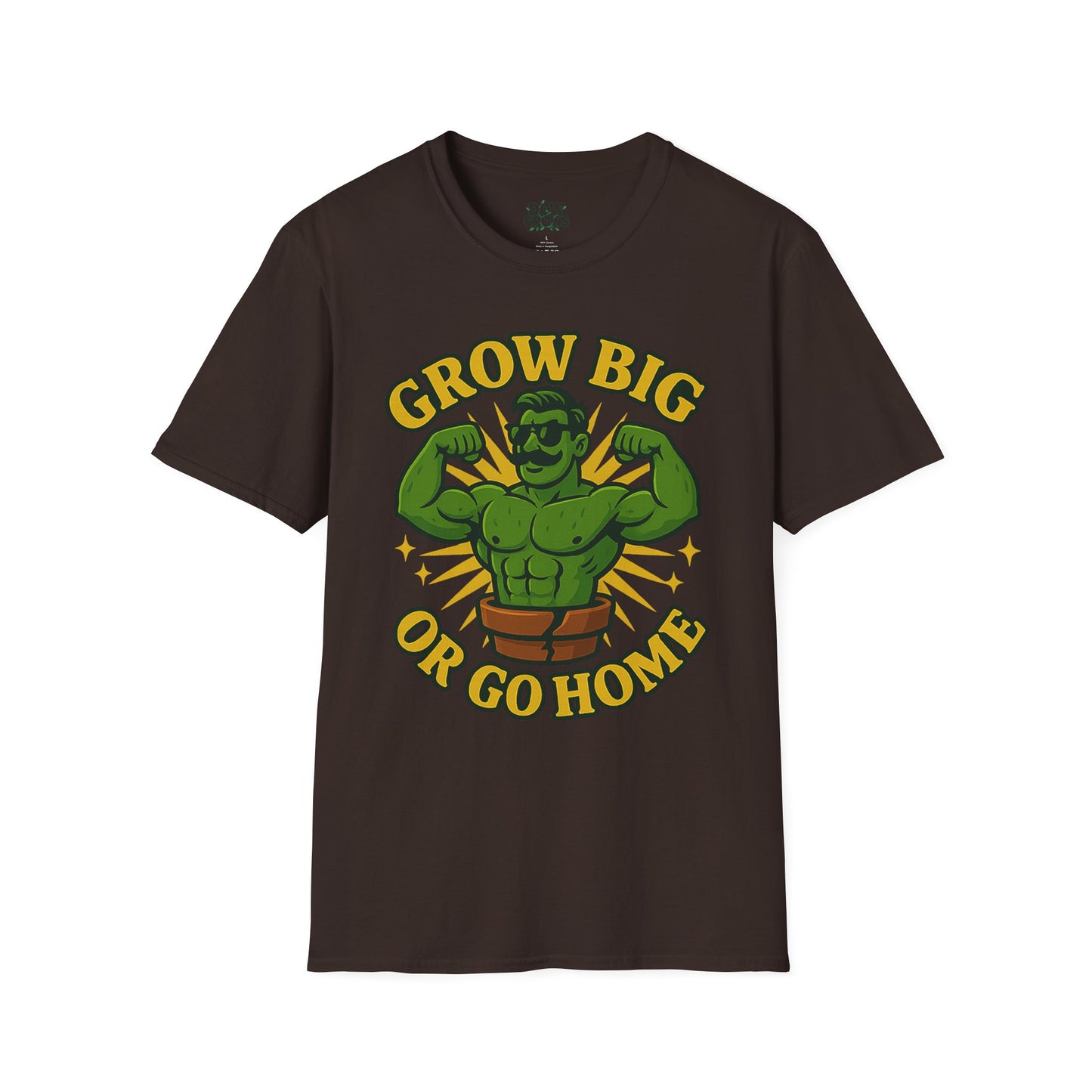 Grow Big or Go Home Plant Monster T-Shirt | Muscle Succulent Graphic Tee | Men's T-Shirt Plant Lover