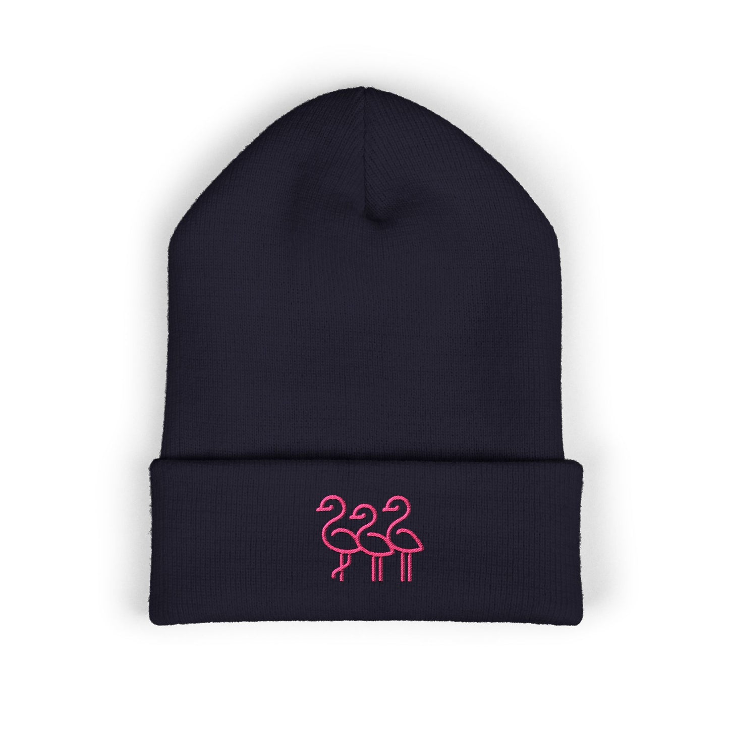 Pink Flamingo Trio Soft Beanie | Cuffed Embroidered Beanie | Throuple Gift Ideas
