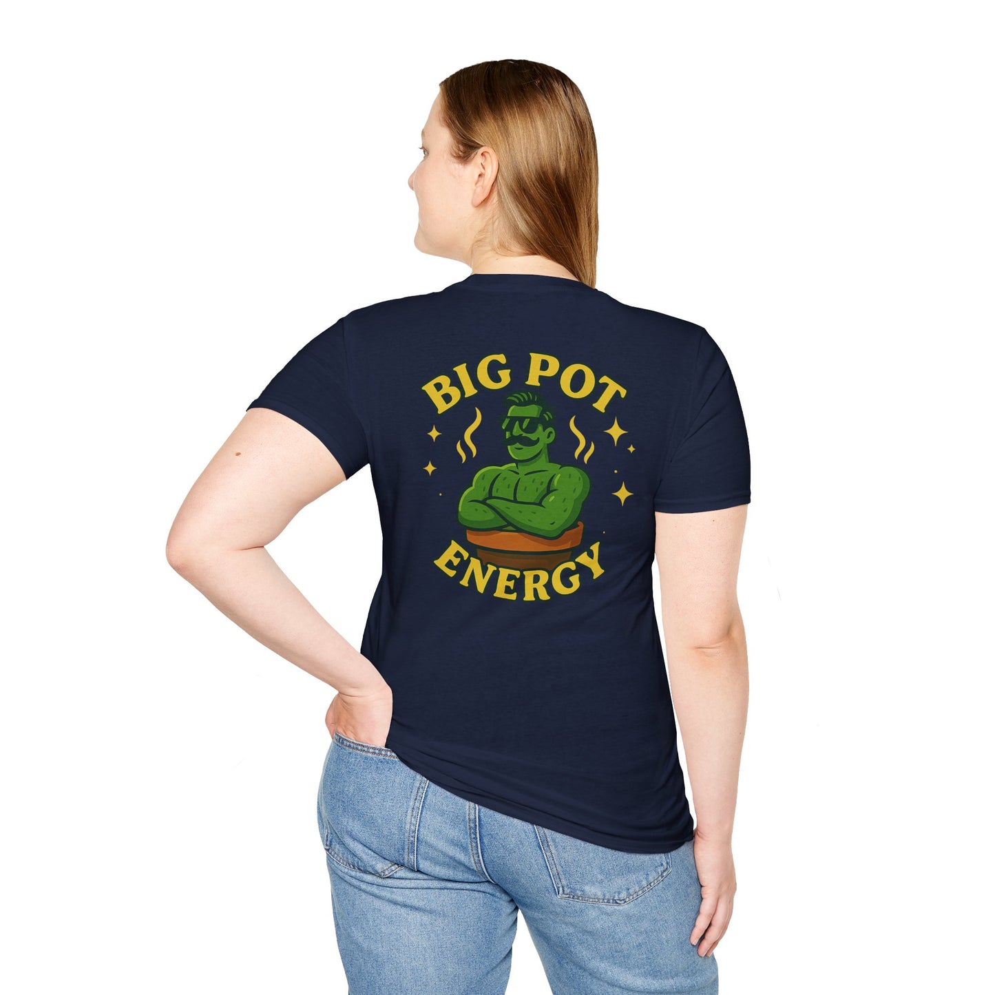 Big Pot Energy T-Shirt | Funny Plant Pot Character | 2 Sided Men's T-Shirt Plant Lover