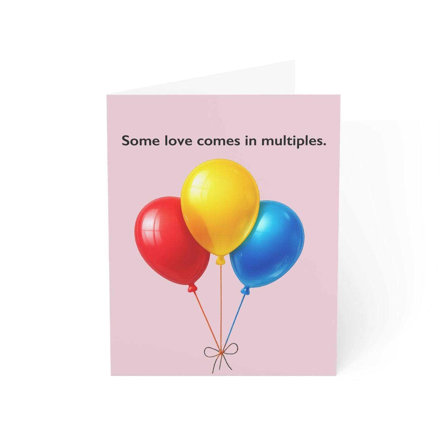 Some Love Comes in Multiples balloon illustration Greeting Card | Throuple Birthday Card | LGBTQ Celebration