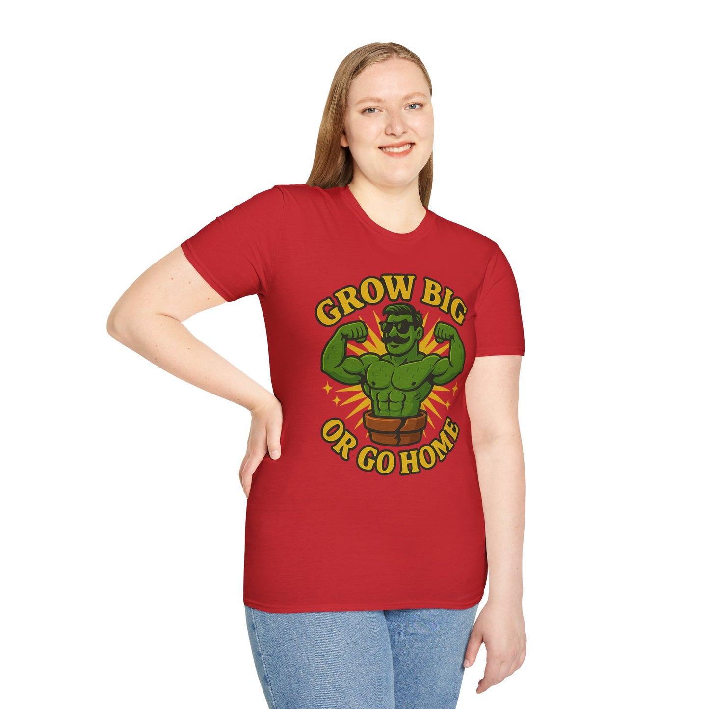 Grow Big or Go Home Plant Monster T-Shirt | Muscle Succulent Graphic Tee | Men's T-Shirt Plant Lover
