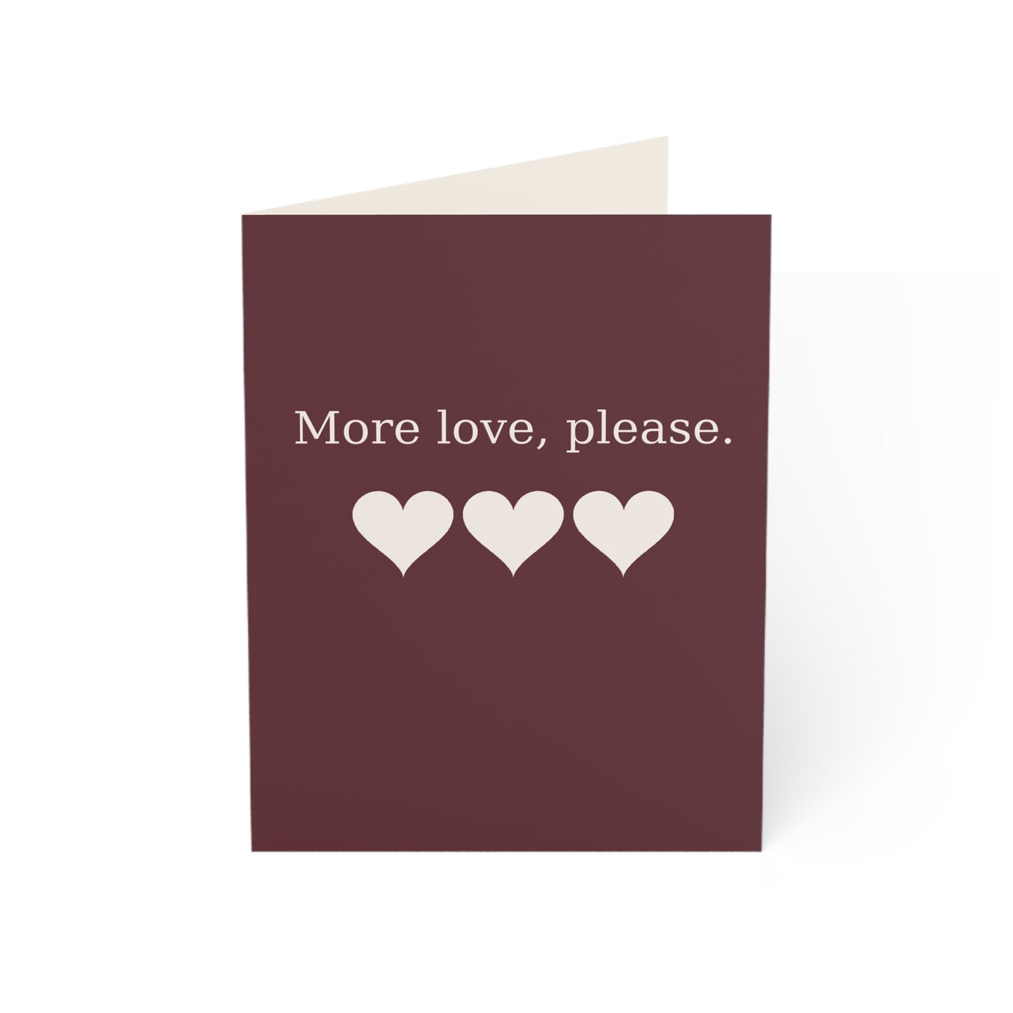 More Love Please hearts Greeting Card | Happy Valentine's Day Inside, Pack Options | Throuple Valentine's Day Card