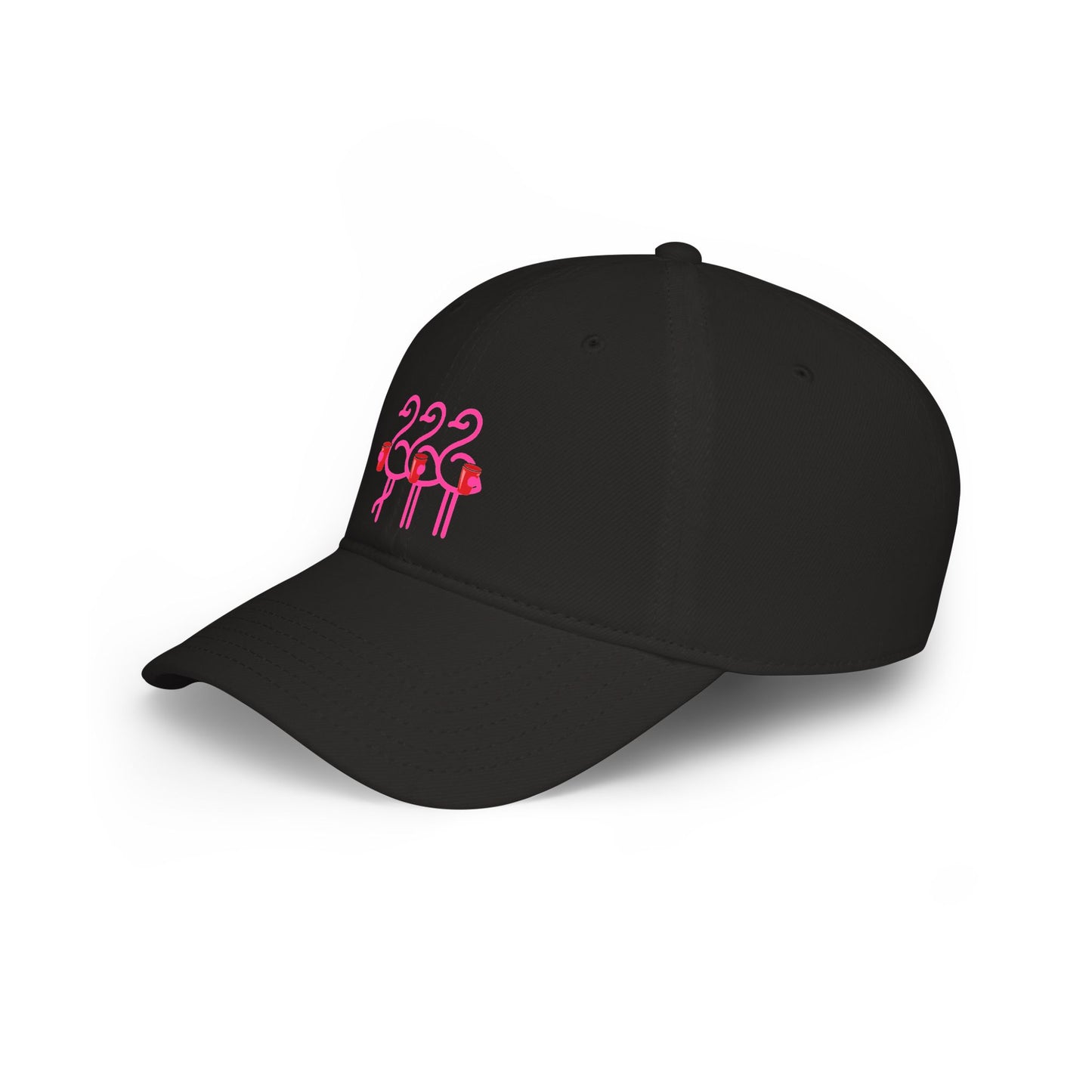 Three Pink Flamingos Baseball Cap | Tropical Bird Embroidery | Red Cup Throuple Life