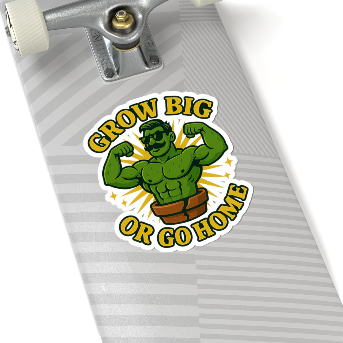 Grow Big or Go Home Plant Muscle Man Sticker | Kiss-Cut Vinyl | Funny Sticker for Plant Lovers