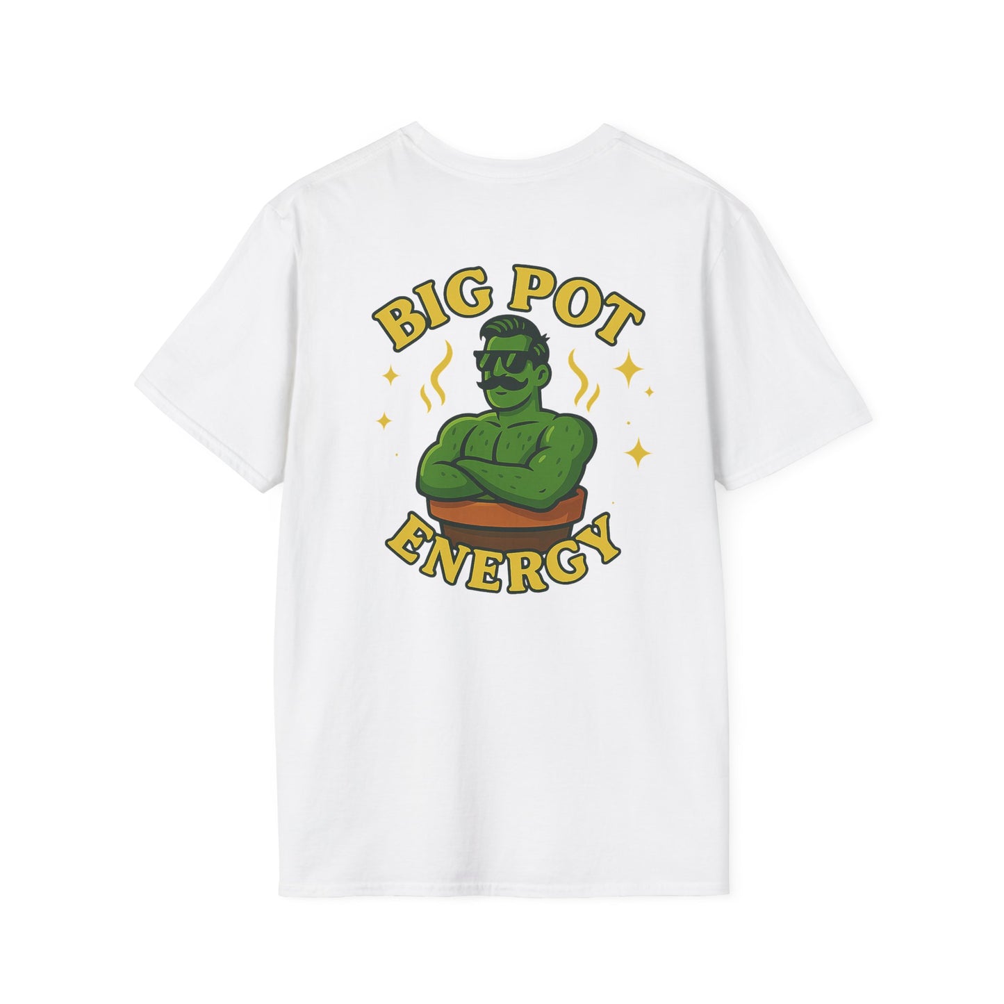 Big Pot Energy T-Shirt | Funny Plant Pot Character | 2 Sided Men's T-Shirt Plant Lover