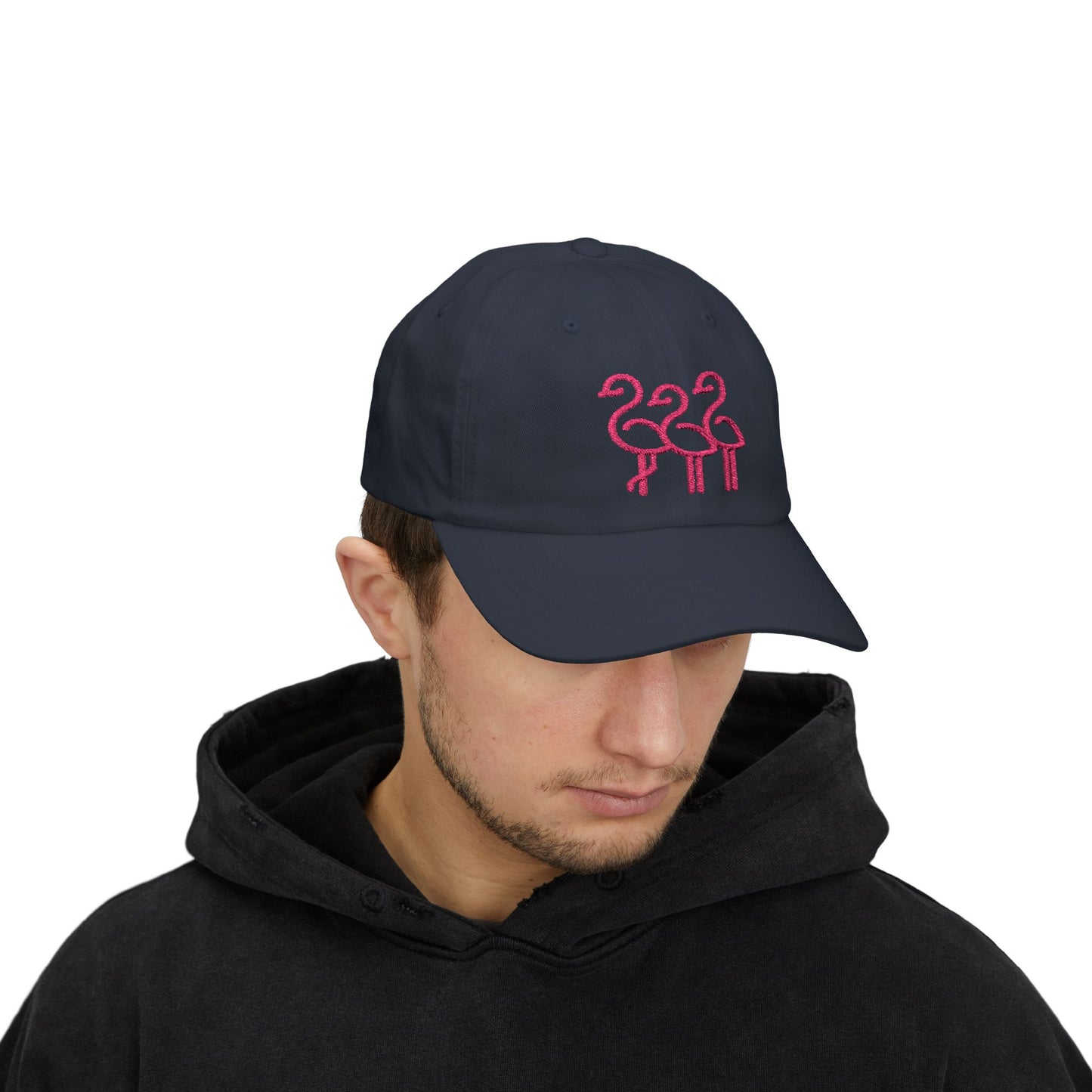 Three Pink Flamingos Dad Cap | Embroidered Flamingo Baseball Hat |Throuple Life