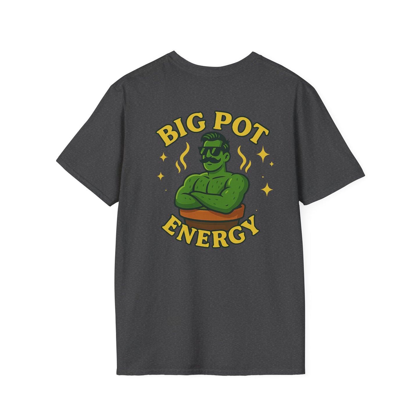 Big Pot Energy T-Shirt | Funny Plant Pot Character | 2 Sided Men's T-Shirt Plant Lover