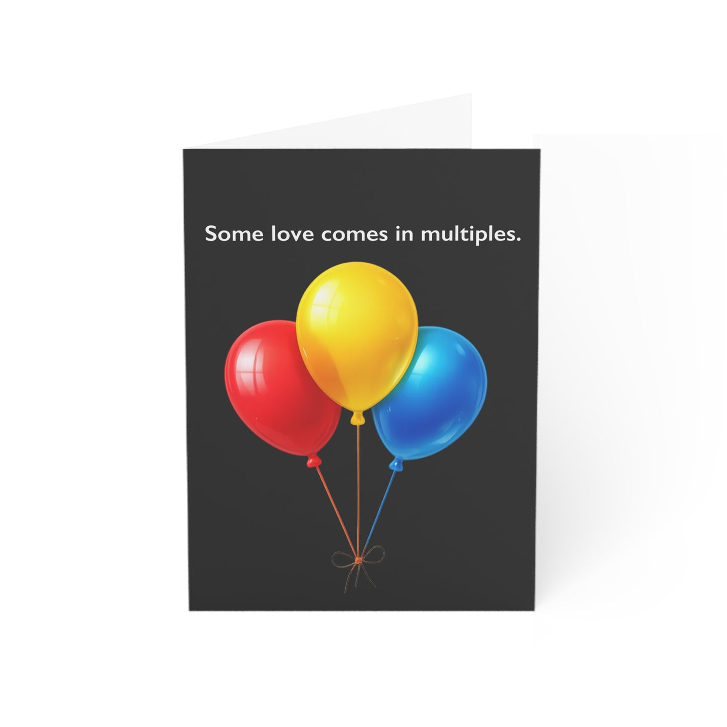 Some love comes in multiples balloon trio Greeting Card | Happy Birthday Inside | Throuple Celebration Card