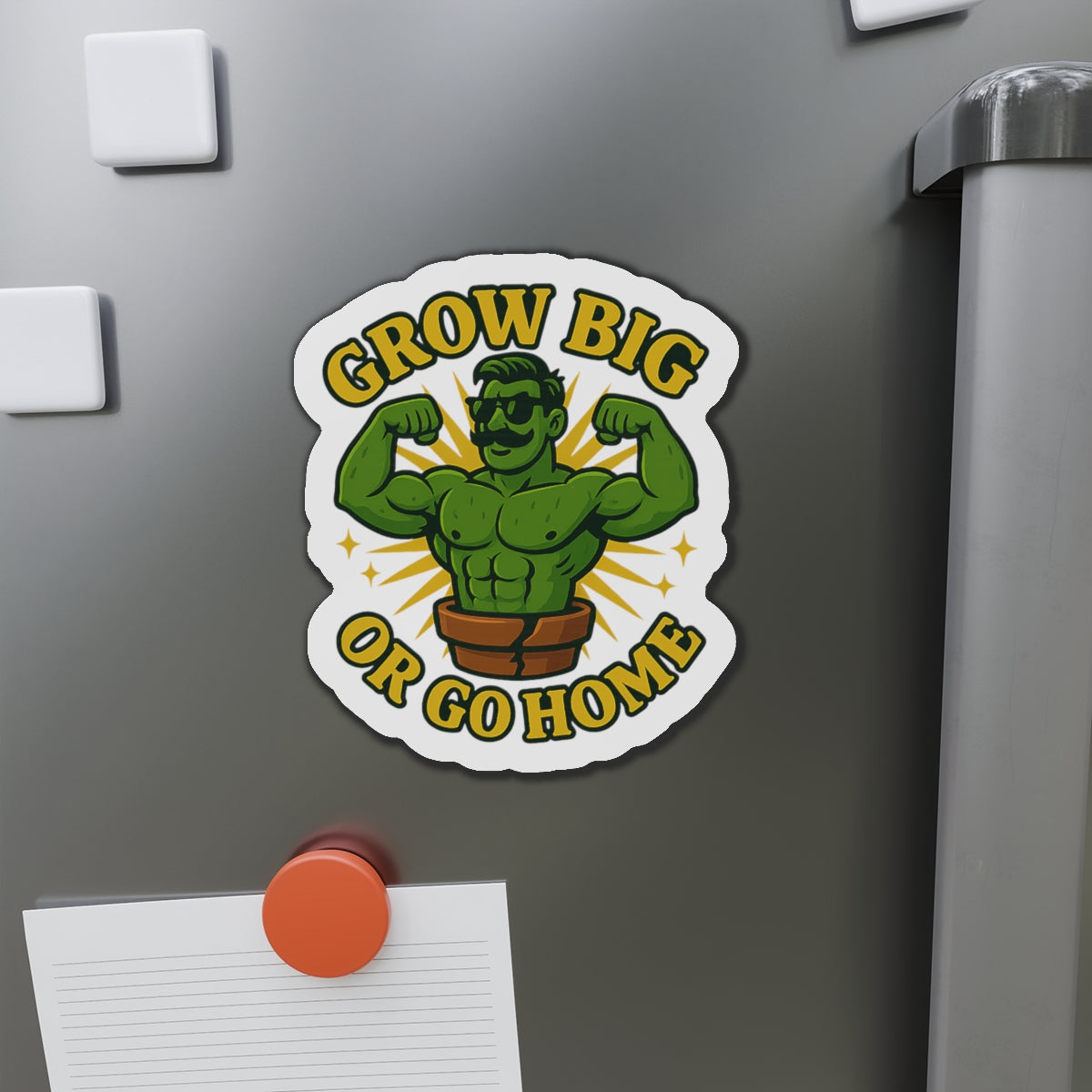 Grow Big Or Go Home Plant Muscle Man Die-Cut Magnet | Funny Plant Lover  Magnet