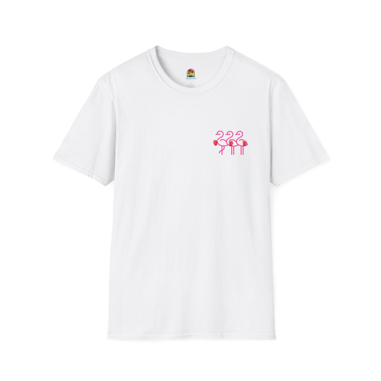 Three Pink Flamingos T-Shirt | Summer Print Shirt | Red Cup Throuple Life