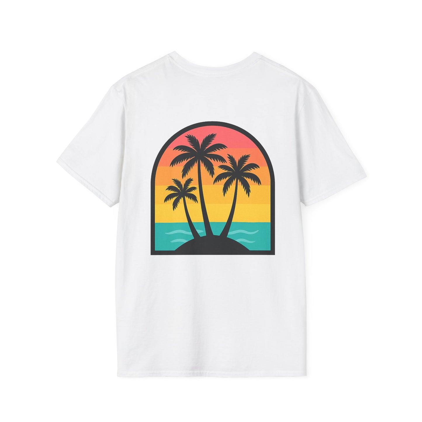 Sunset Palm Trees T-Shirt | Tropical Island Sunset Tee | Throuple Tee Shirt
