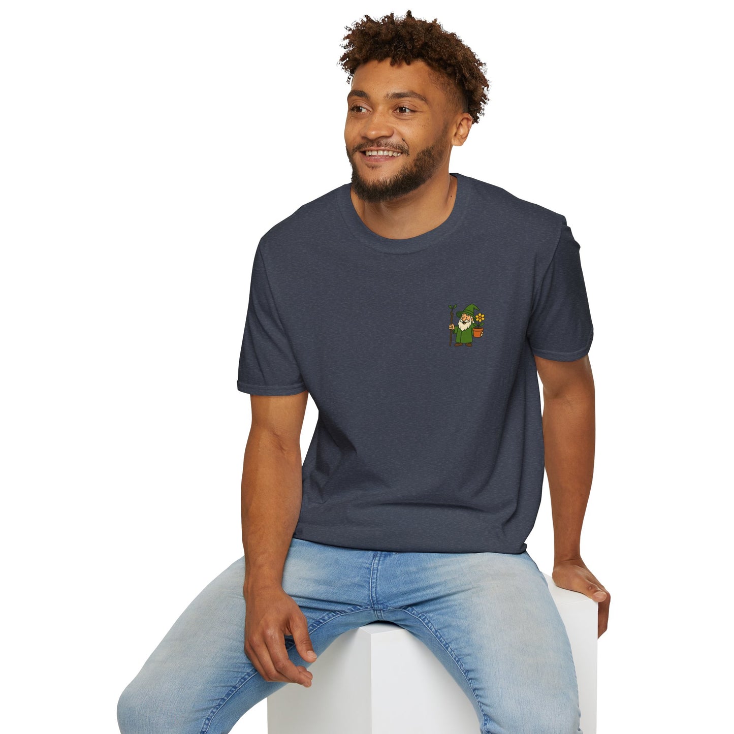 Gnome with Mushroom and Lantern T-Shirt | Cute Garden Gnome Tee | Men's T-Shirt Plant Lover Garden Wizard