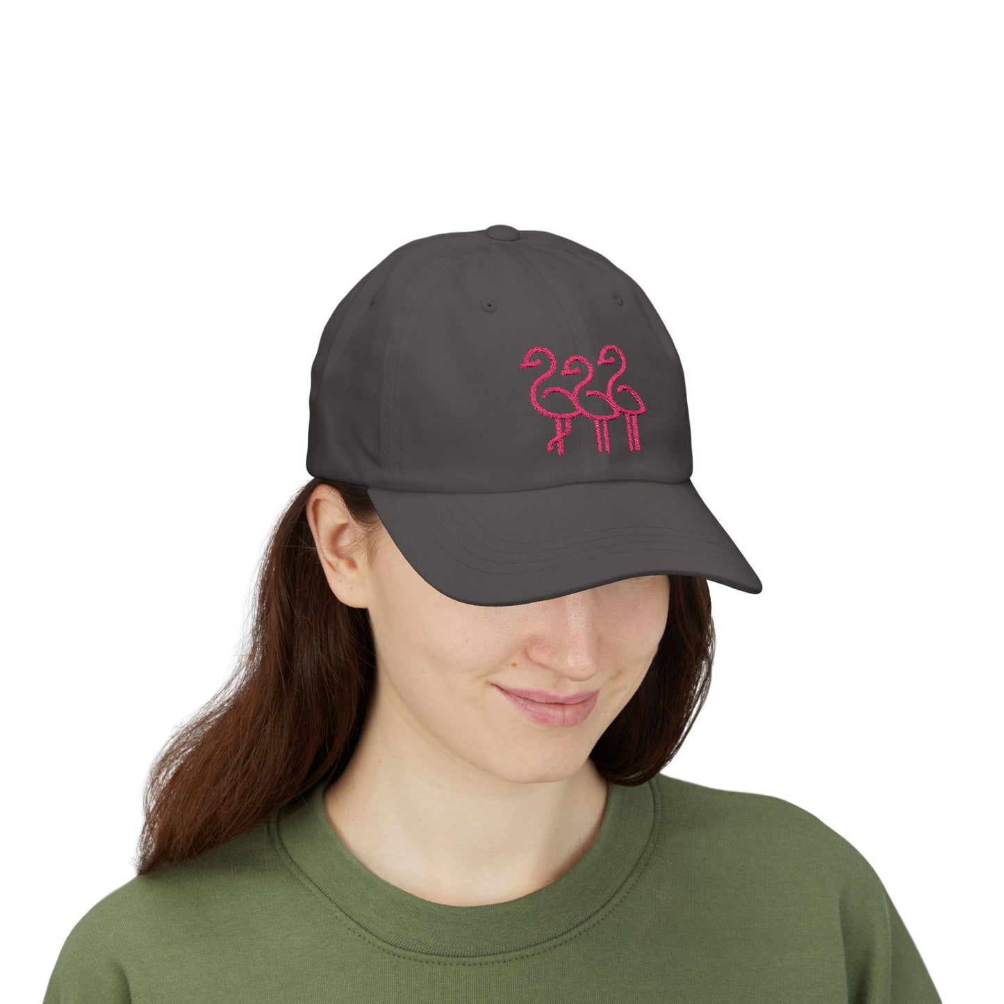 Three Pink Flamingos Dad Cap | Embroidered Flamingo Baseball Hat |Throuple Life