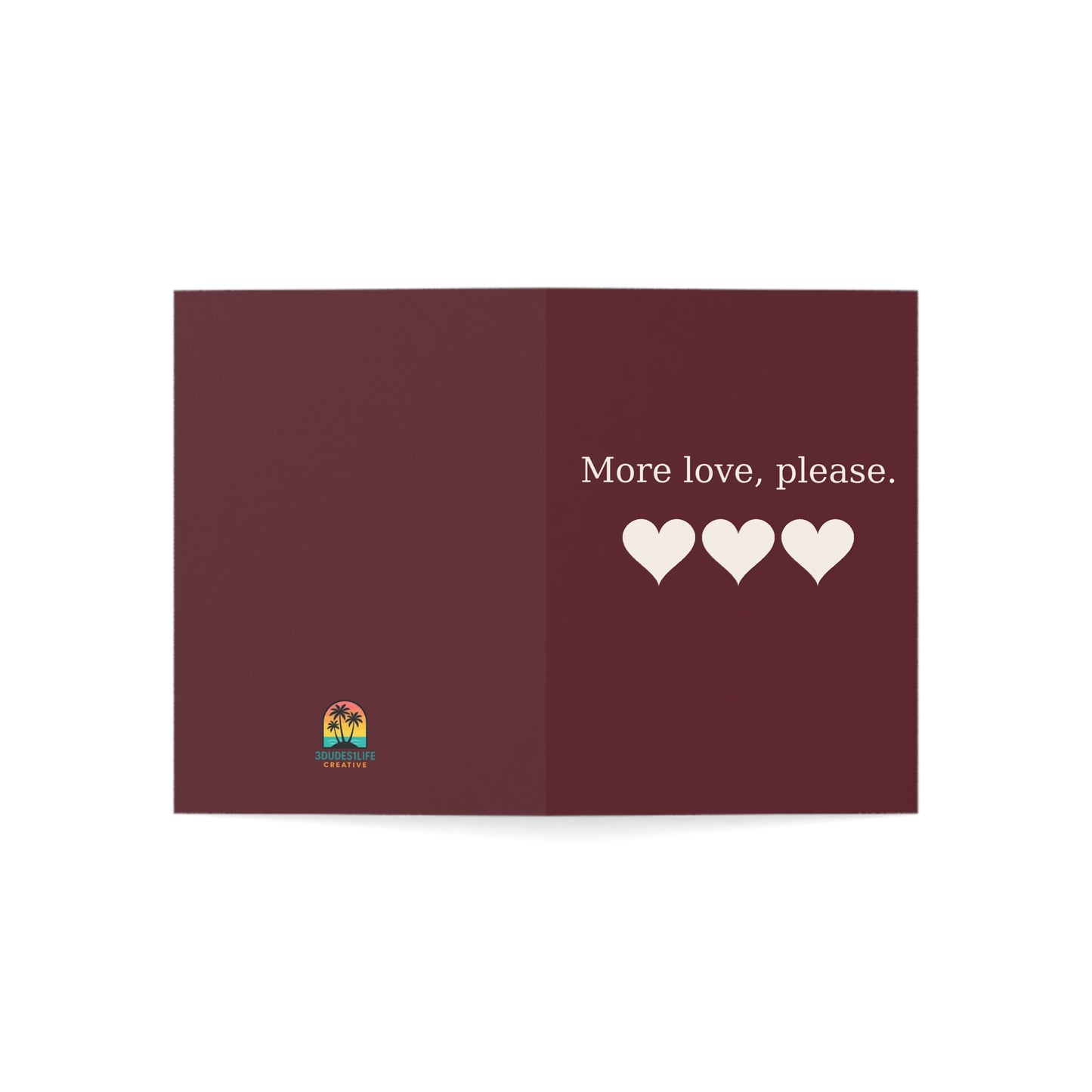 More Love Please hearts Greeting Card | Happy Valentine's Day Inside, Pack Options | Throuple Valentine's Day Card