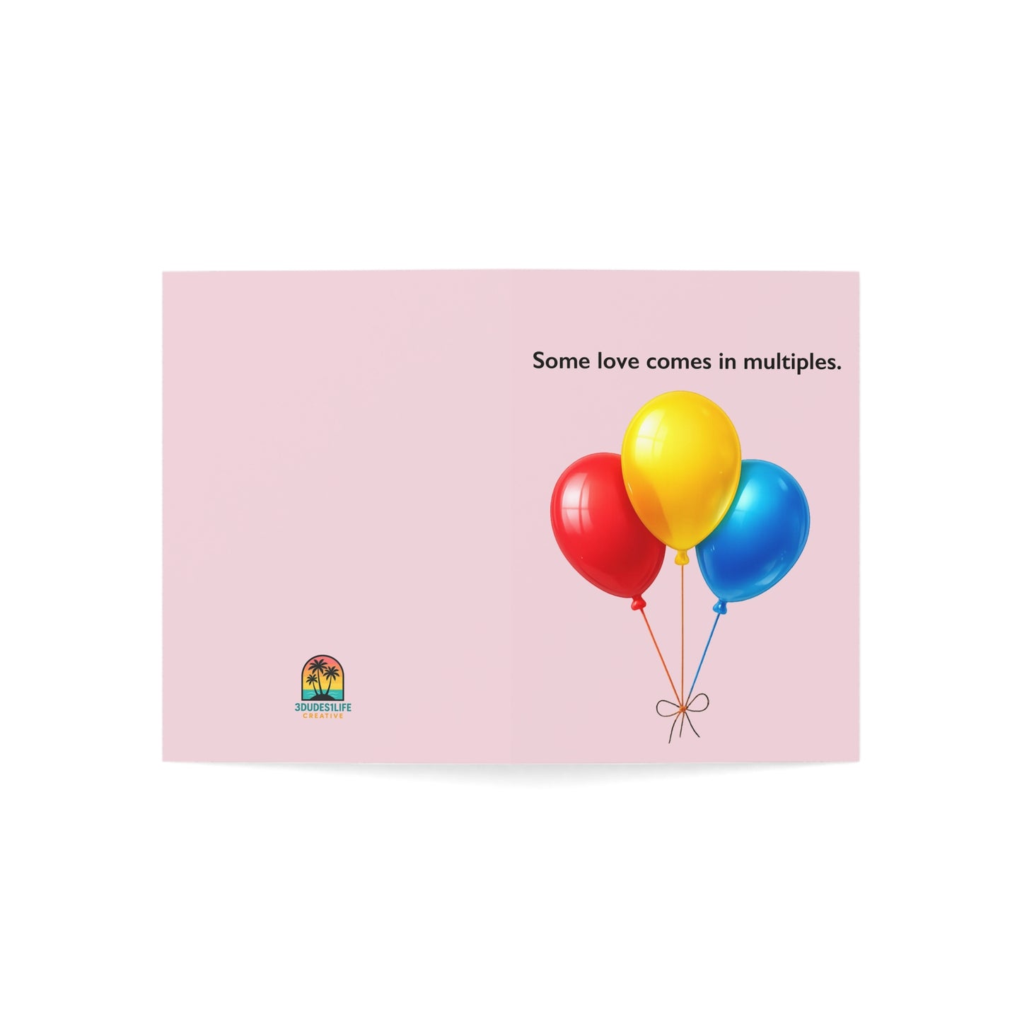 Some Love Comes in Multiples balloon illustration Greeting Card | Throuple Birthday Card | LGBTQ Celebration