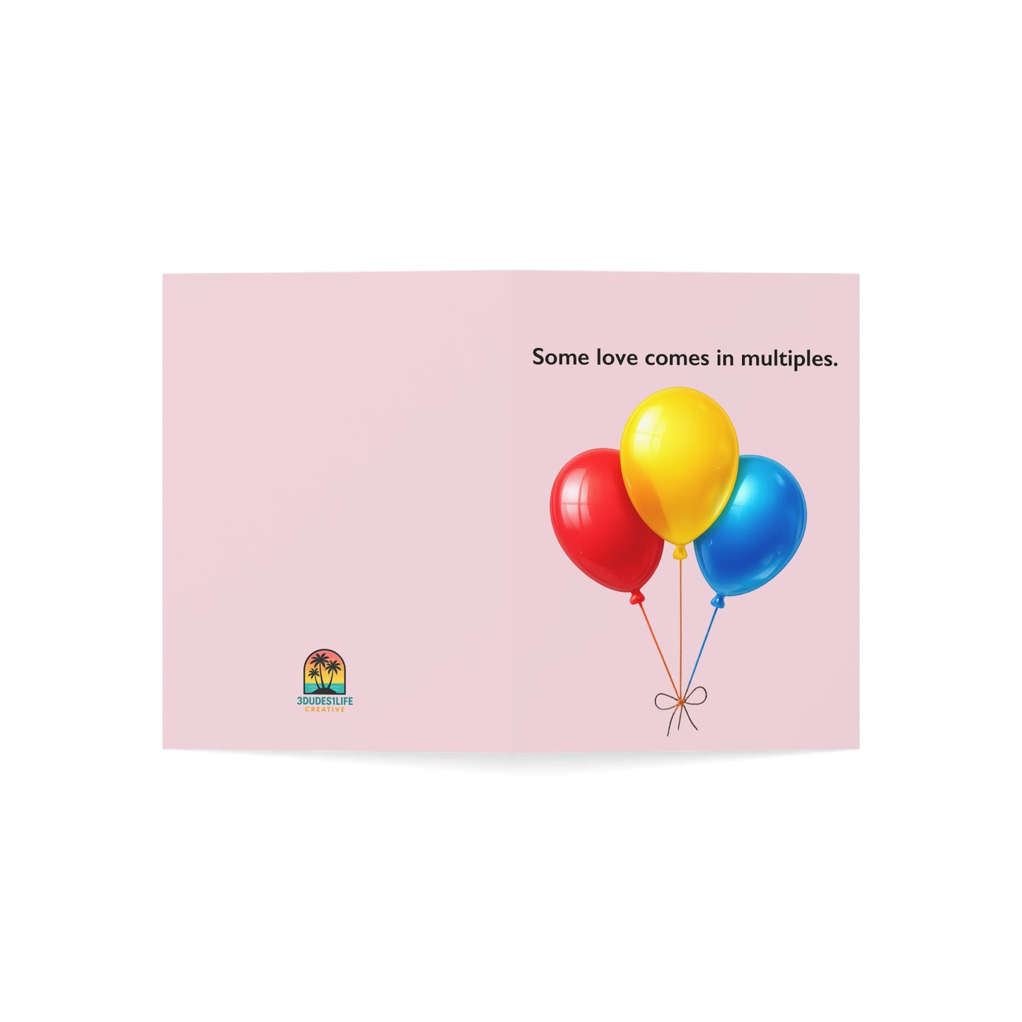 Some Love Comes in Multiples balloon illustration Greeting Card | Throuple Birthday Card | LGBTQ Celebration