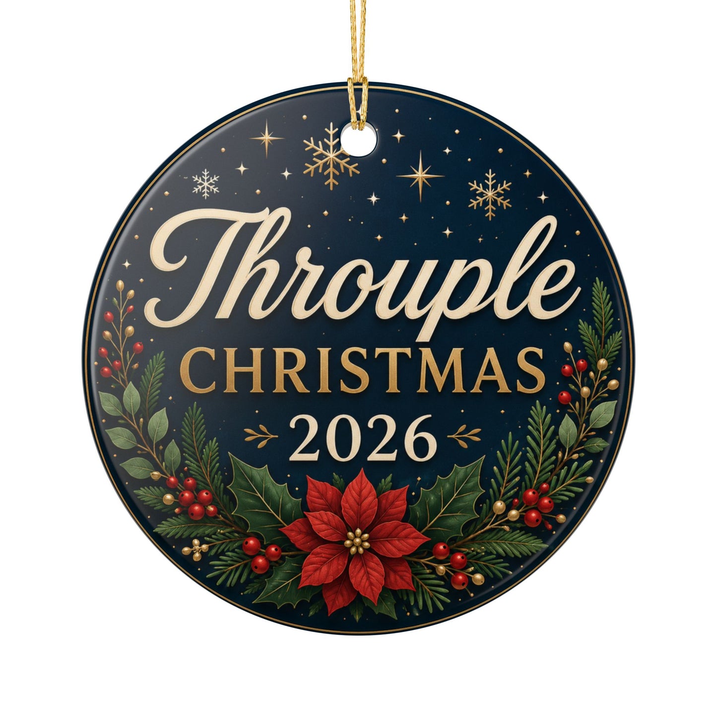 Throuple Christmas 2026 Ceramic Ornament | Elegant Polyamory Christmas Gift | LGBTQ+ Holiday Ornament | Throuple Keepsake