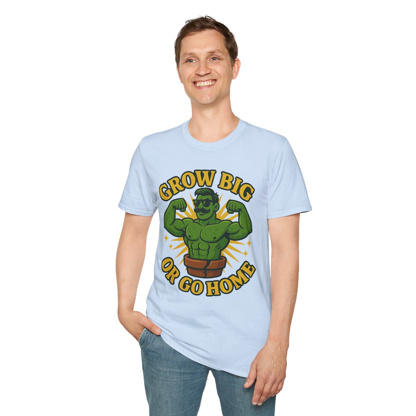 Grow Big or Go Home Plant Monster T-Shirt | Muscle Succulent Graphic Tee | Men's T-Shirt Plant Lover