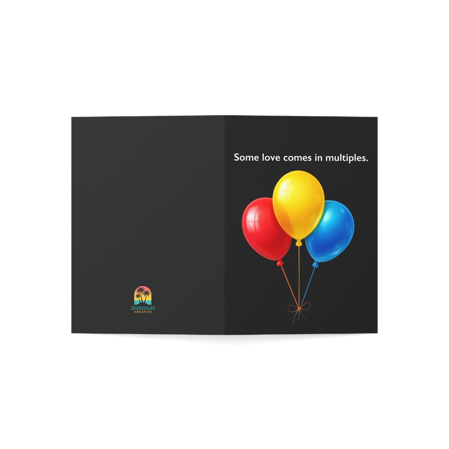 Some love comes in multiples balloon trio Greeting Card | Happy Birthday Inside | Throuple Celebration Card