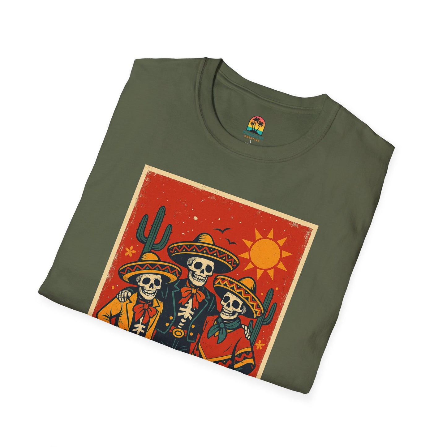 Day of the Dead Trio T-Shirt, Casual Skull Tee, Unisex Festival Shirt, Halloween Costume Top, Mexican Heritage Apparel, Throuple Shirt