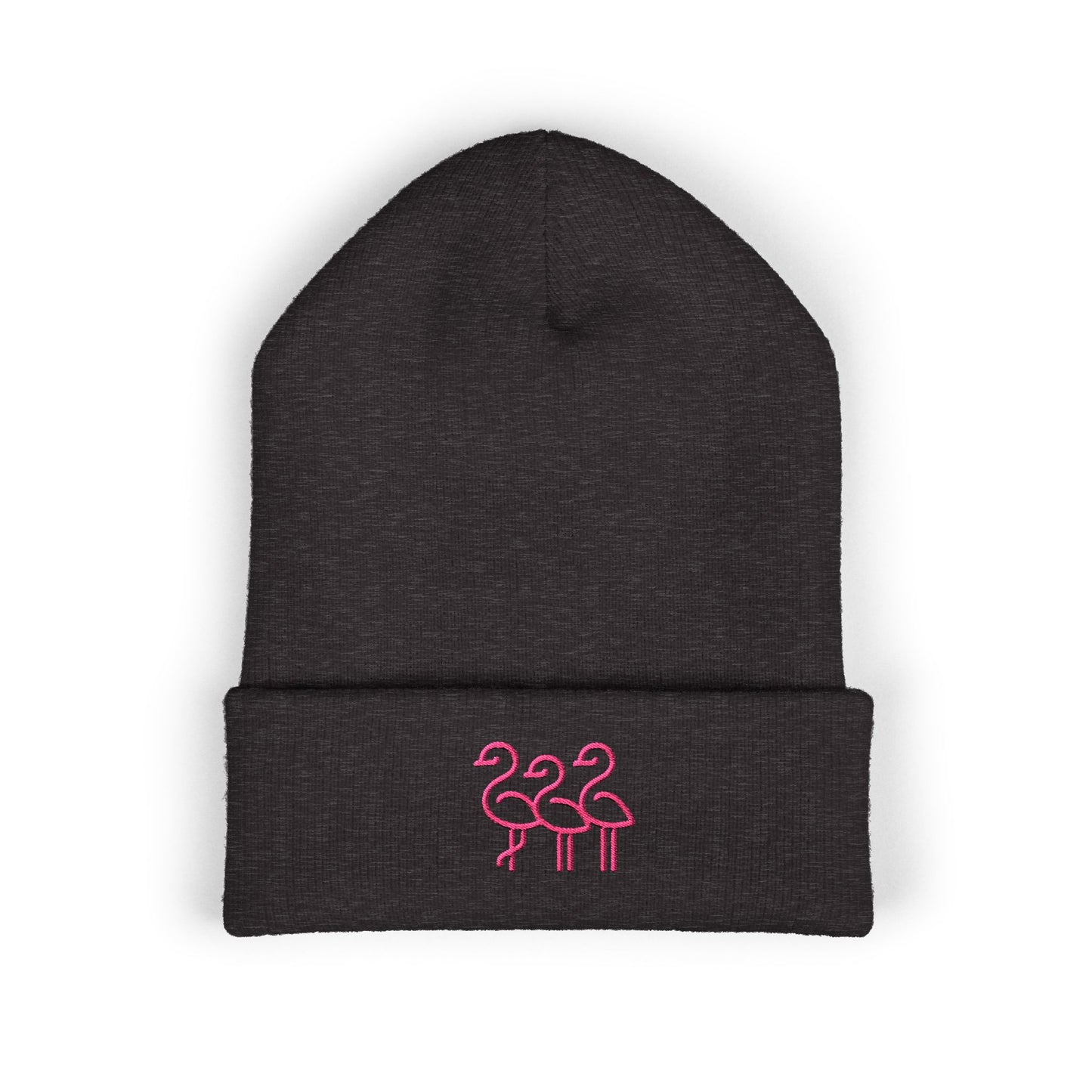 Pink Flamingo Trio Soft Beanie | Cuffed Embroidered Beanie | Throuple Gift Ideas