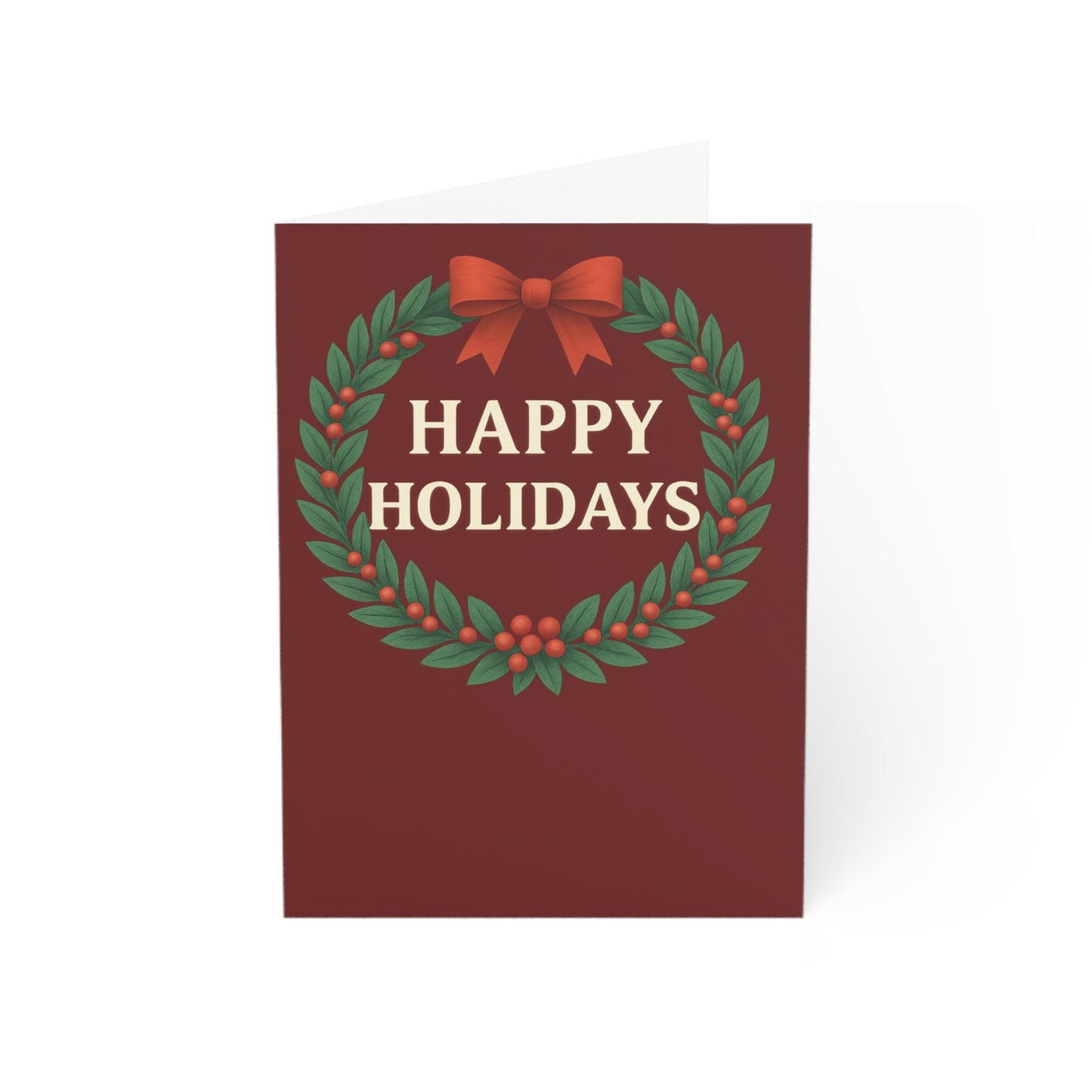 Happy Holidays Wreath Greeting Card | Holiday Cards | Happy Holidays Throuple Card