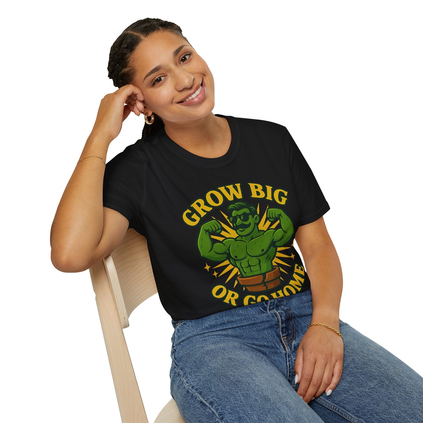 Grow Big or Go Home Plant Monster T-Shirt | Muscle Succulent Graphic Tee | Men's T-Shirt Plant Lover