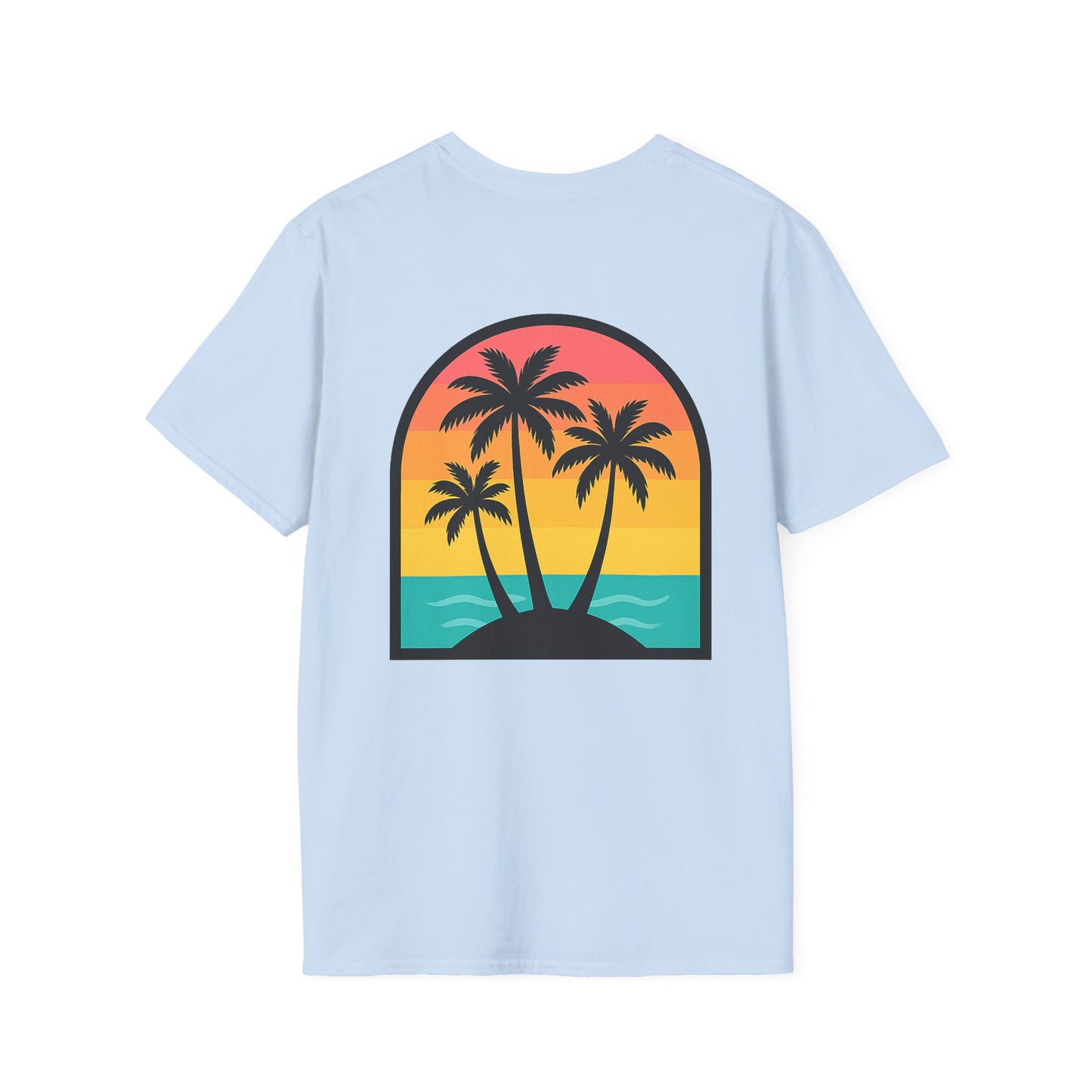 Sunset Palm Trees T-Shirt | Tropical Island Sunset Tee | Throuple Tee Shirt