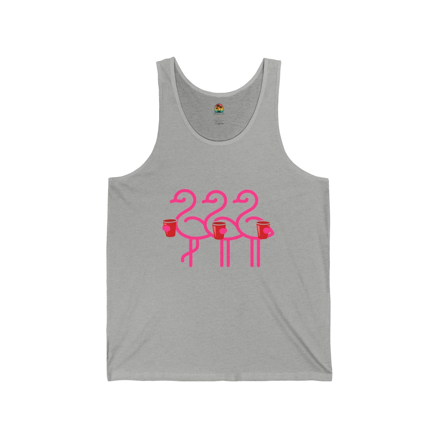Pink Flamingo Trio Tank | Tropical Summer Beach Party | Red Cup Throuple Life