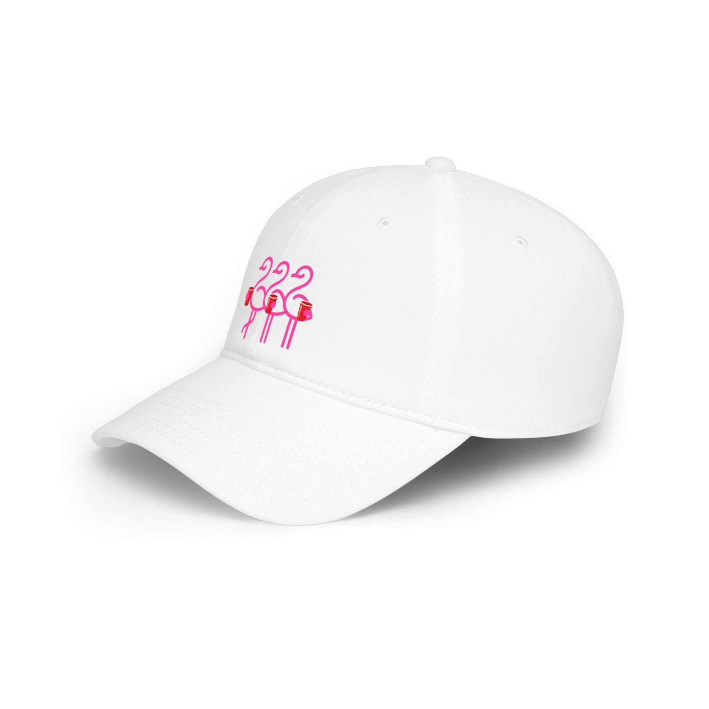Three Pink Flamingos Baseball Cap | Tropical Bird Embroidery | Red Cup Throuple Life