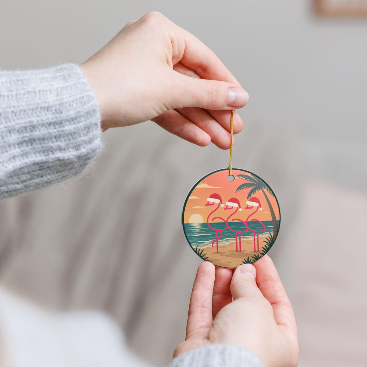 Throuple Christmas Ornament | Flamingo Trio Holiday Ornament | Tropical Christmas Decor | LGBTQ+ Polyamory Gift