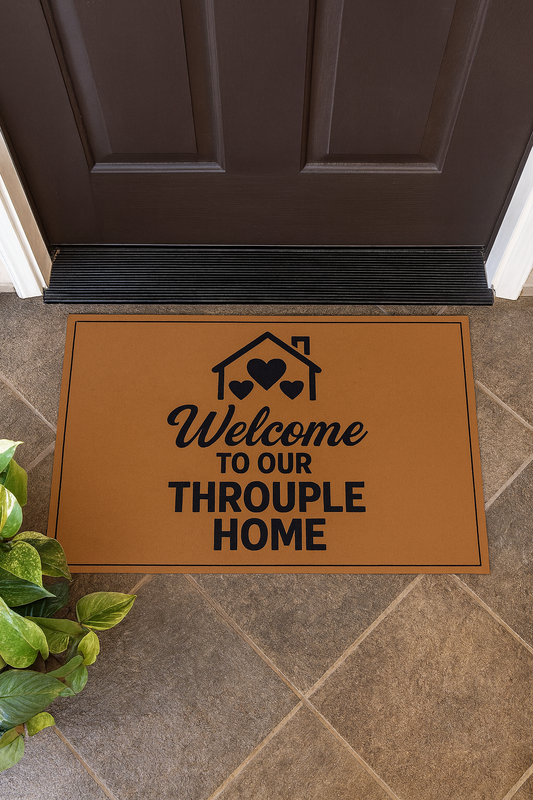 Welcome to Our Throuple Home Doormat | Funny LGBTQ Welcome Mat, Poly Doormat, Throuple Housewarming Gift, Entryway Rug