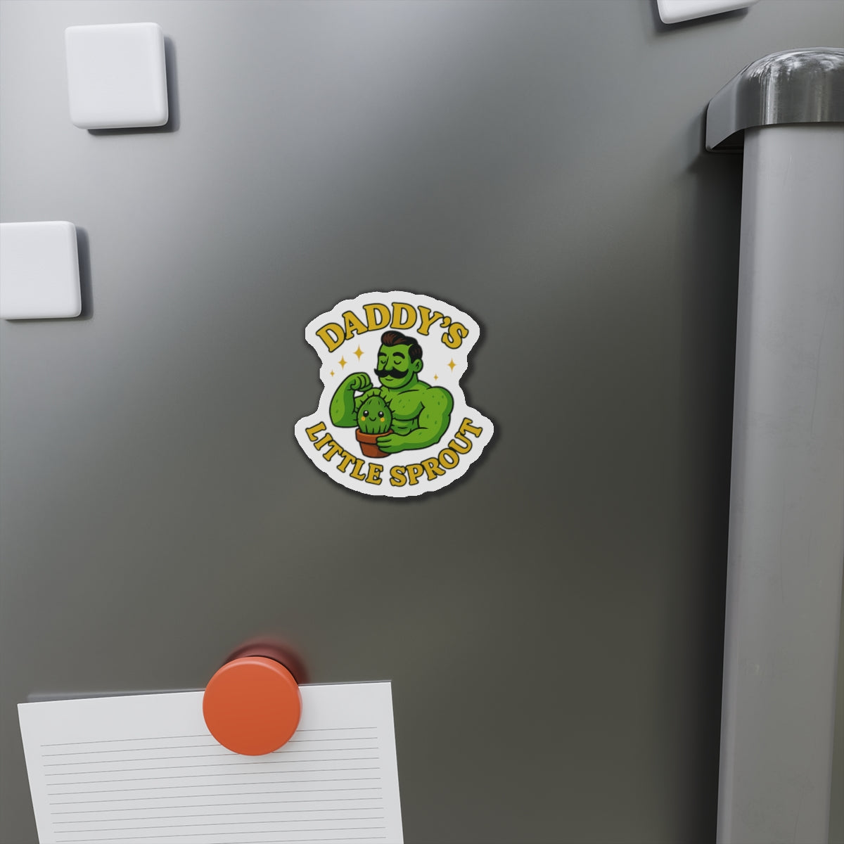 Daddy's Little Sprout Die-Cut Magnet | Plant Dad Cactus Magnet | Funny Magnet for Plant Lovers
