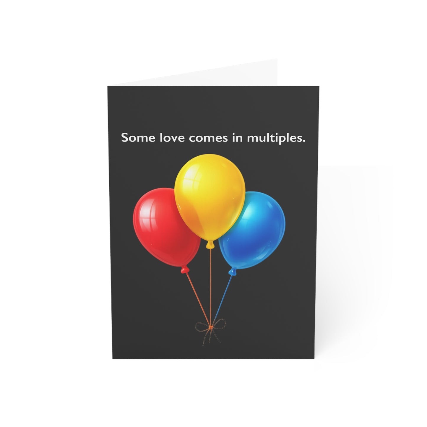 Some love comes in multiples balloon trio Greeting Card | Happy Birthday Inside | Throuple Celebration Card