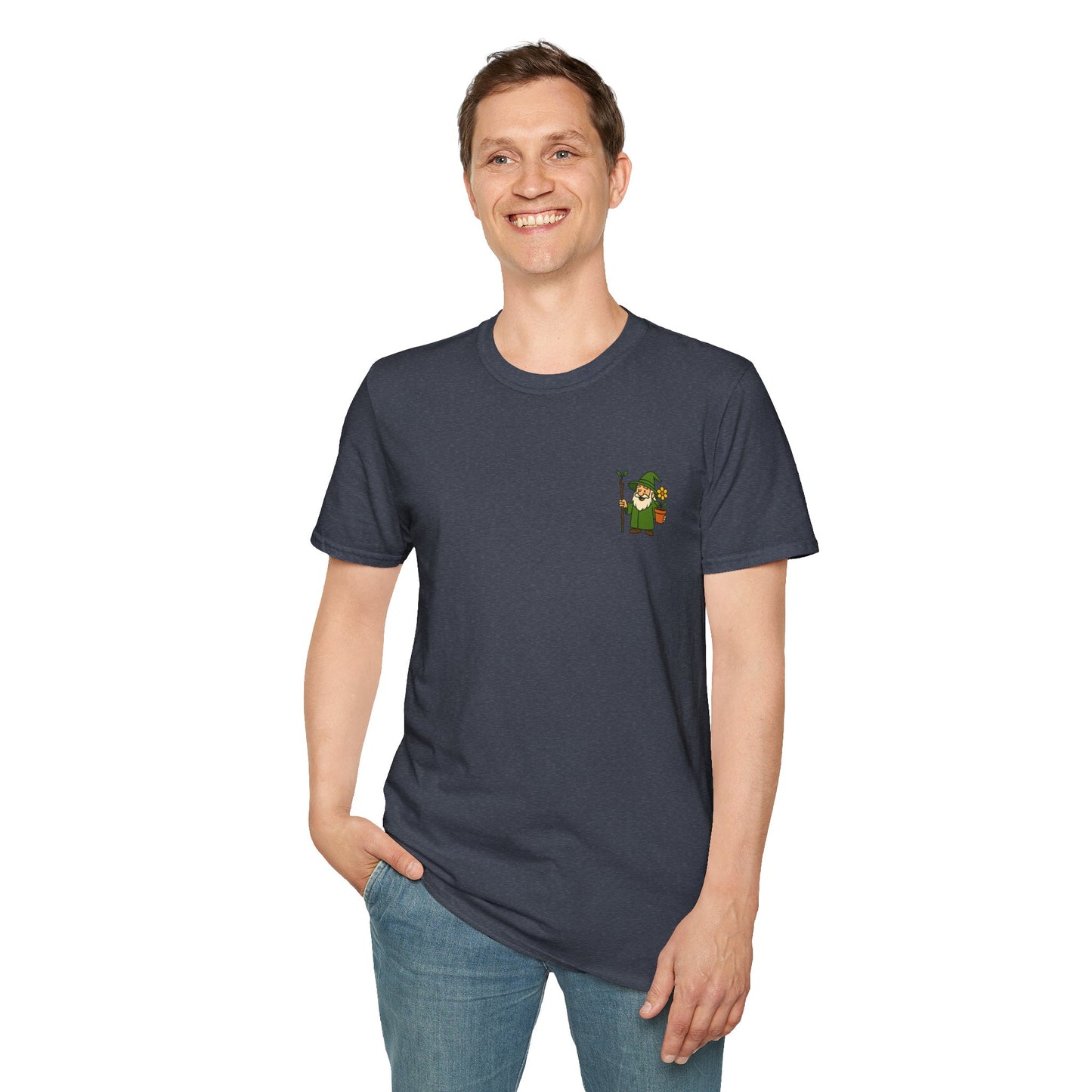 Gnome with Mushroom and Lantern T-Shirt | Cute Garden Gnome Tee | Men's T-Shirt Plant Lover Garden Wizard