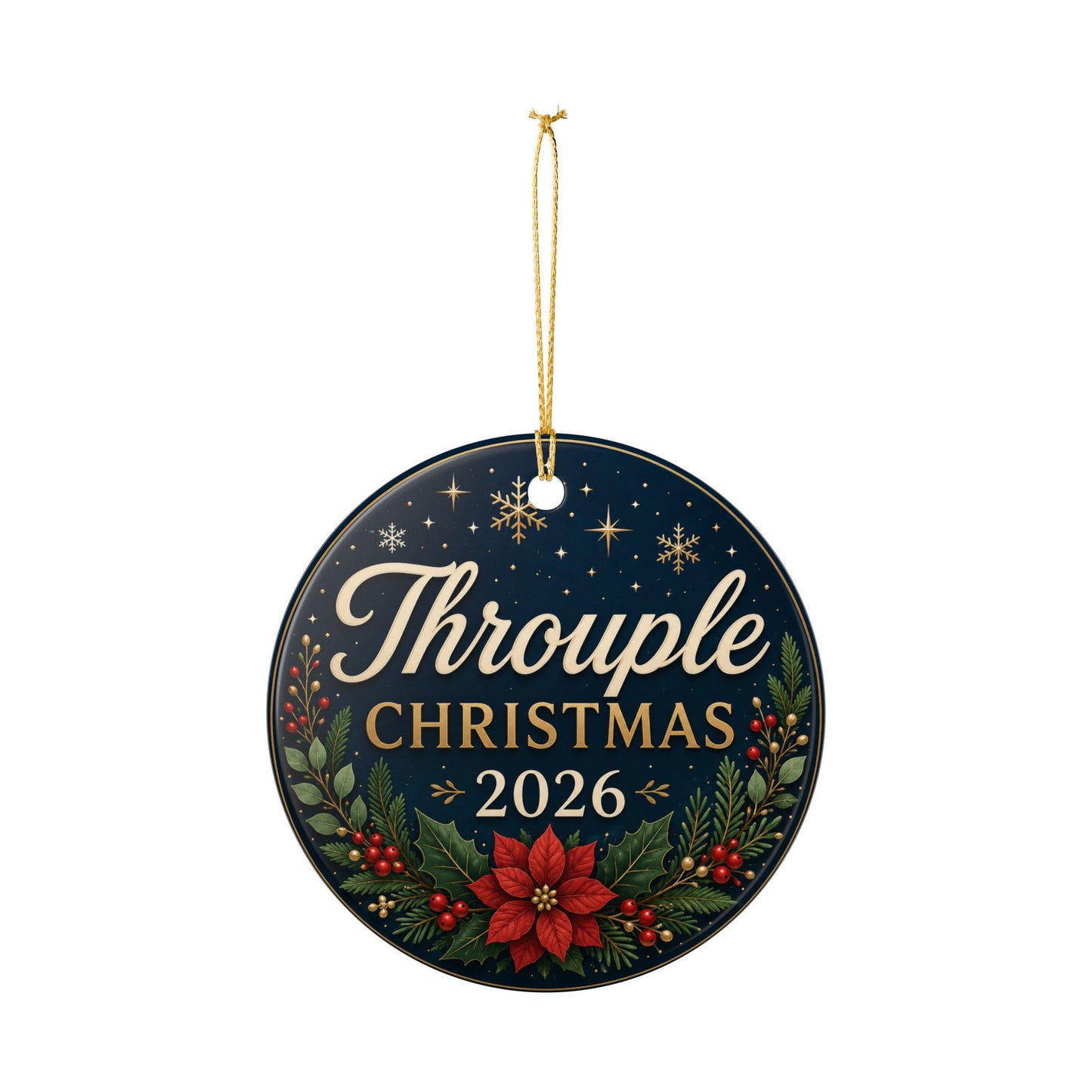 Throuple Christmas 2026 Ceramic Ornament | Elegant Polyamory Christmas Gift | LGBTQ+ Holiday Ornament | Throuple Keepsake
