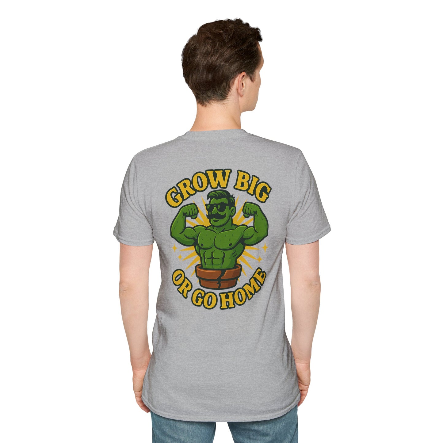 Grow Big or Go Home T-Shirt | Muscular Hulk Plant Fitness Graphic | 2 Sided Men's T-Shirt Plant Lover