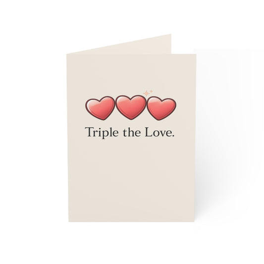 Triple the Love Hearts Greeting Card | Pride LGBTQ Celebration | Throuple Birthday Card