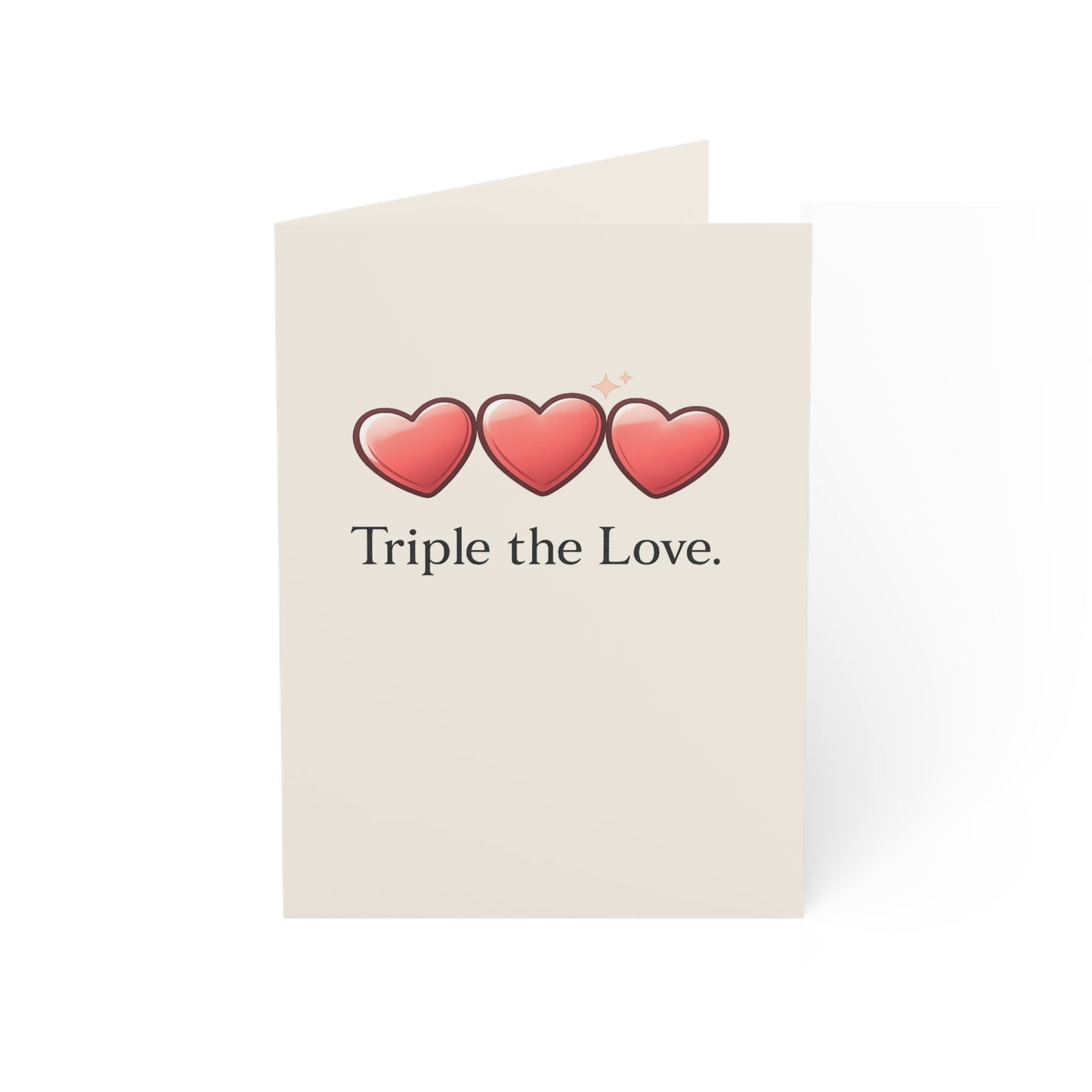 Triple the Love Hearts Greeting Card | Pride LGBTQ Celebration | Throuple Birthday Card