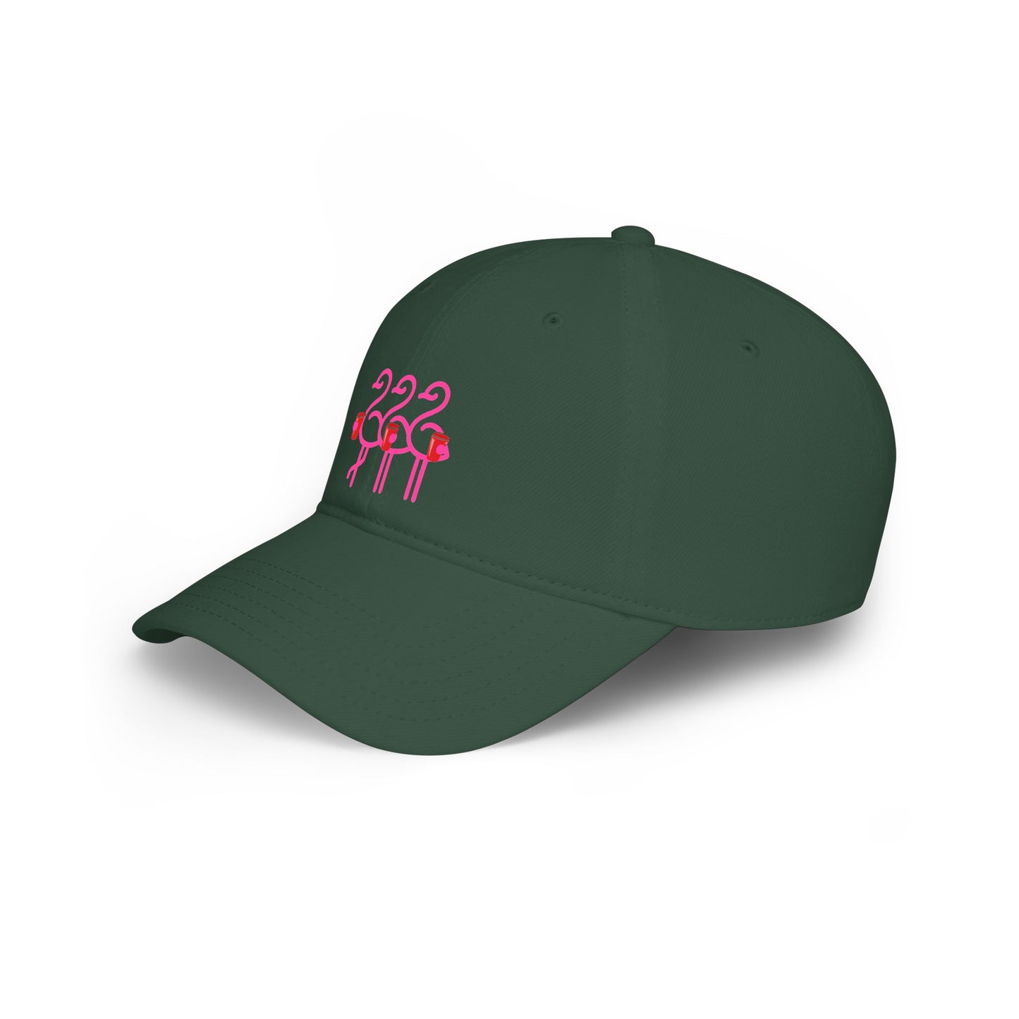 Three Pink Flamingos Baseball Cap | Tropical Bird Embroidery | Red Cup Throuple Life