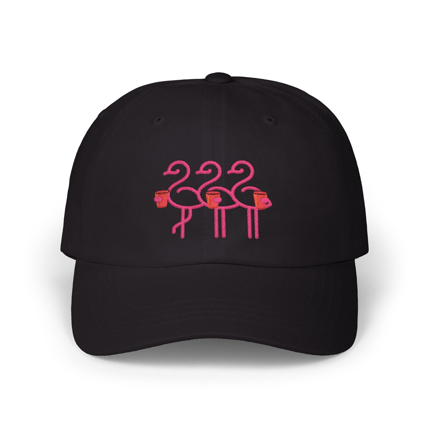 Three Pink Flamingos Dad Cap | Embroidered Baseball Hat | Red Cup Throuple Life